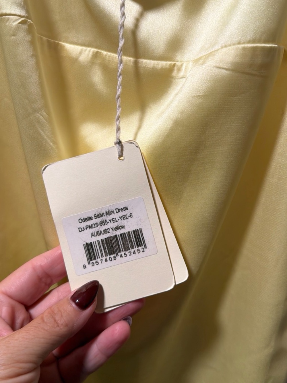Peppermayo Odette Satin Butter Yellow Mini Dress - Picture 5 of 5